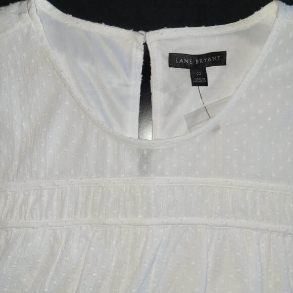 NWOT Lane Bryant White Swiss Dot Flutter Sleeve Cotton Top Size 22 Feminine - Picture 3 of 14